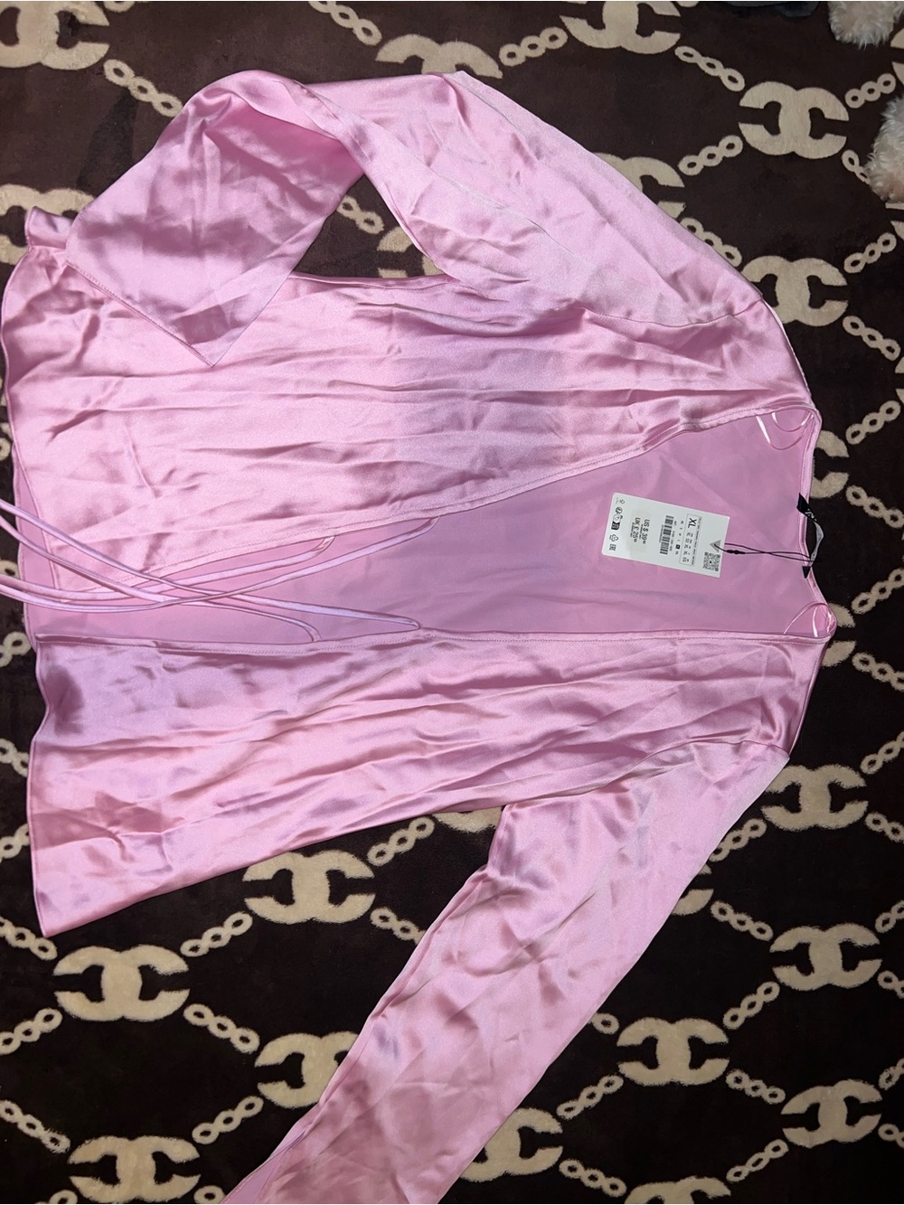 Zara Pink Satin Top XL
